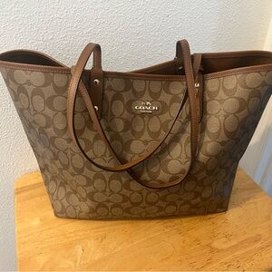 Coach Tan Reversible Signature Tote Bag